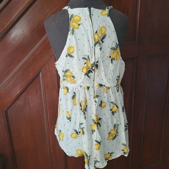 Lemon Print Womens Sleeveless Dress With Back Zipper By Torrid Size 2 - Picture 3 of 4